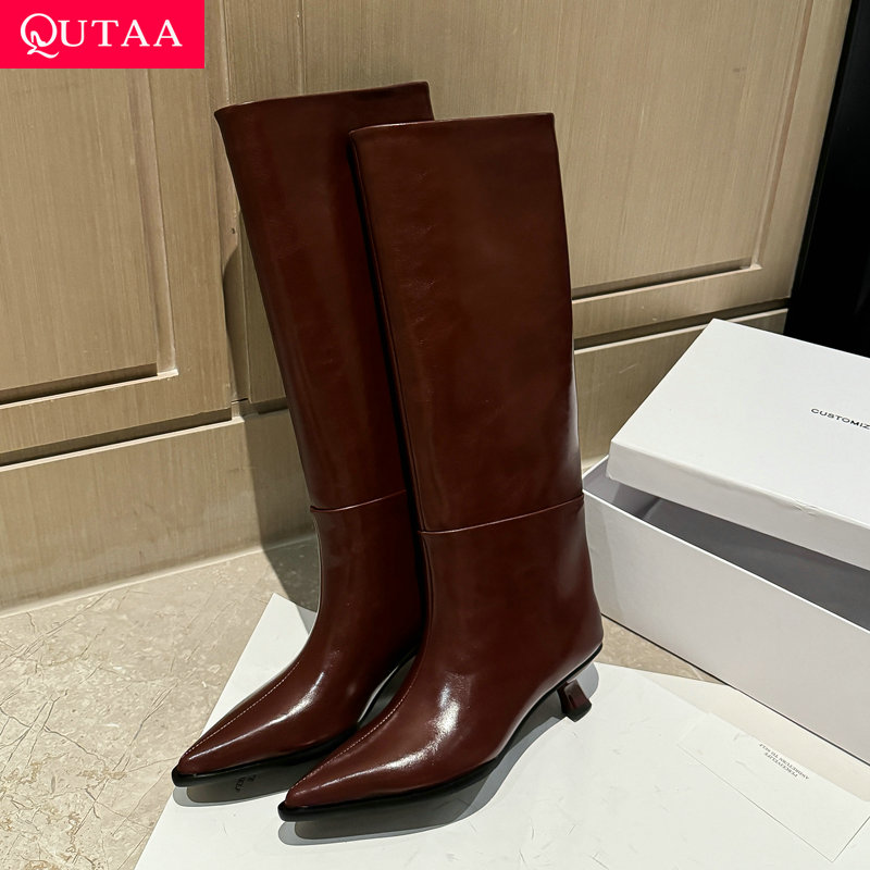 Kitten Heel Women - QUTAA 패션 뉴스 여성 니하이 부츠