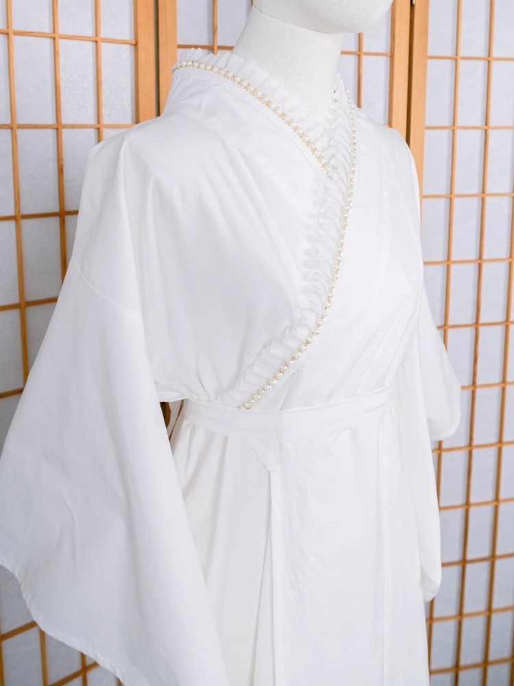 Women'S Formal Traditional Wear - 레이스 트리밍 기모노 속옷 흰색 면
