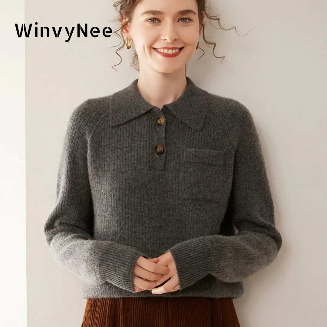 Cashmere Sweater Formal - WinvyNee 여성용 캐시미어 울 스웨터 포켓