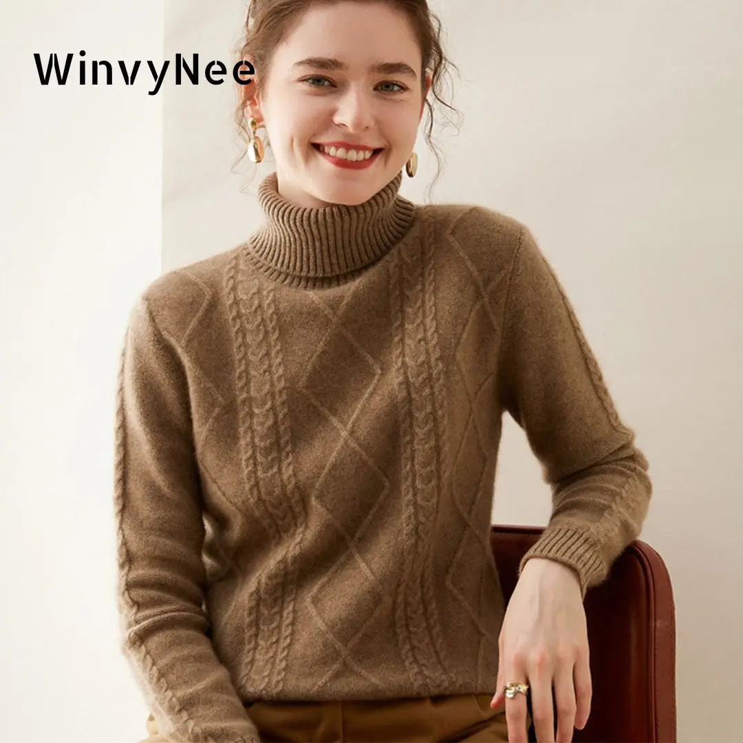 Cashmere Sweater Formal - WinvyNee 여성용 캐시미어 울 스웨터 터틀넥