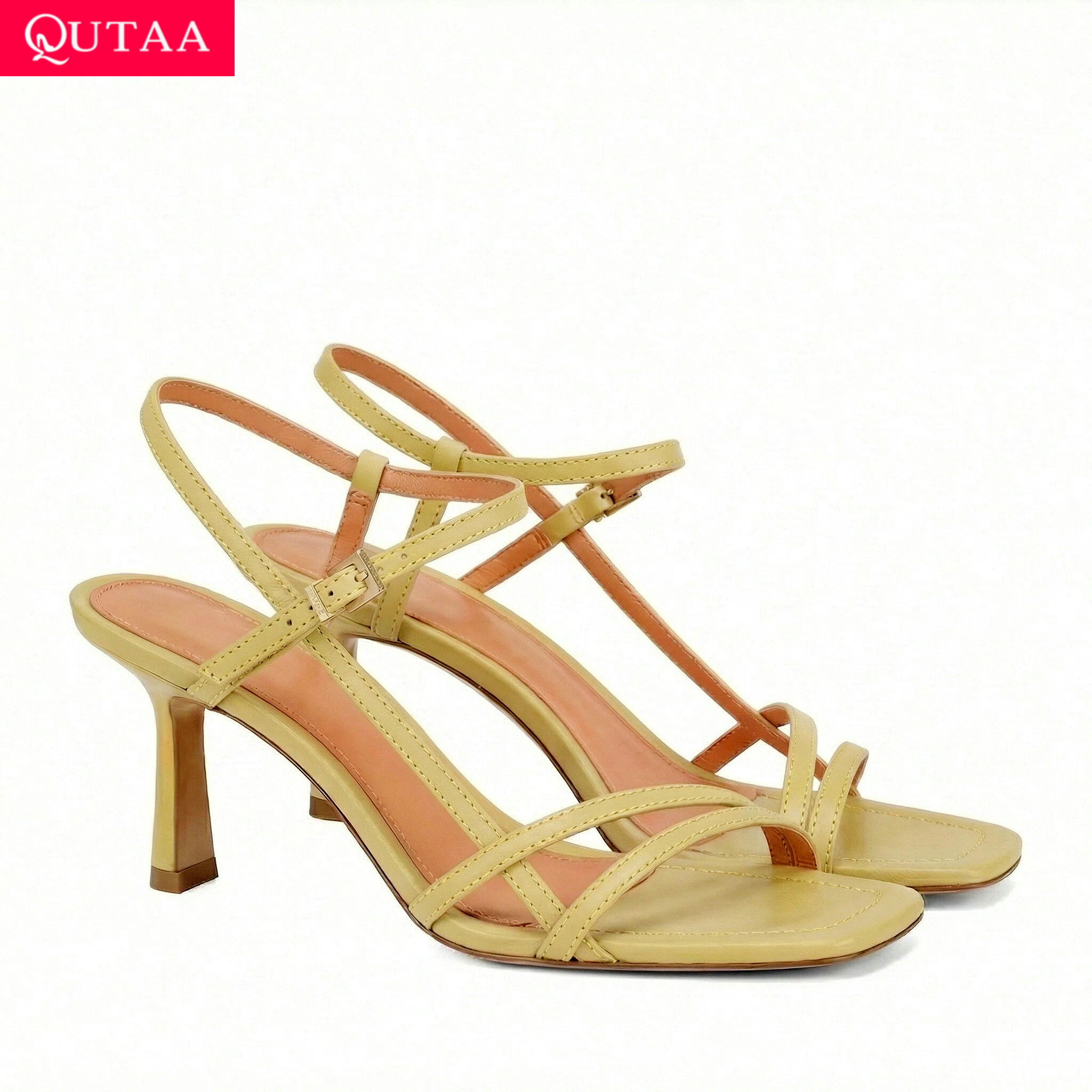 Kitten Heel Women - QUTAA 패션 하이힐 여성 여름 샌들