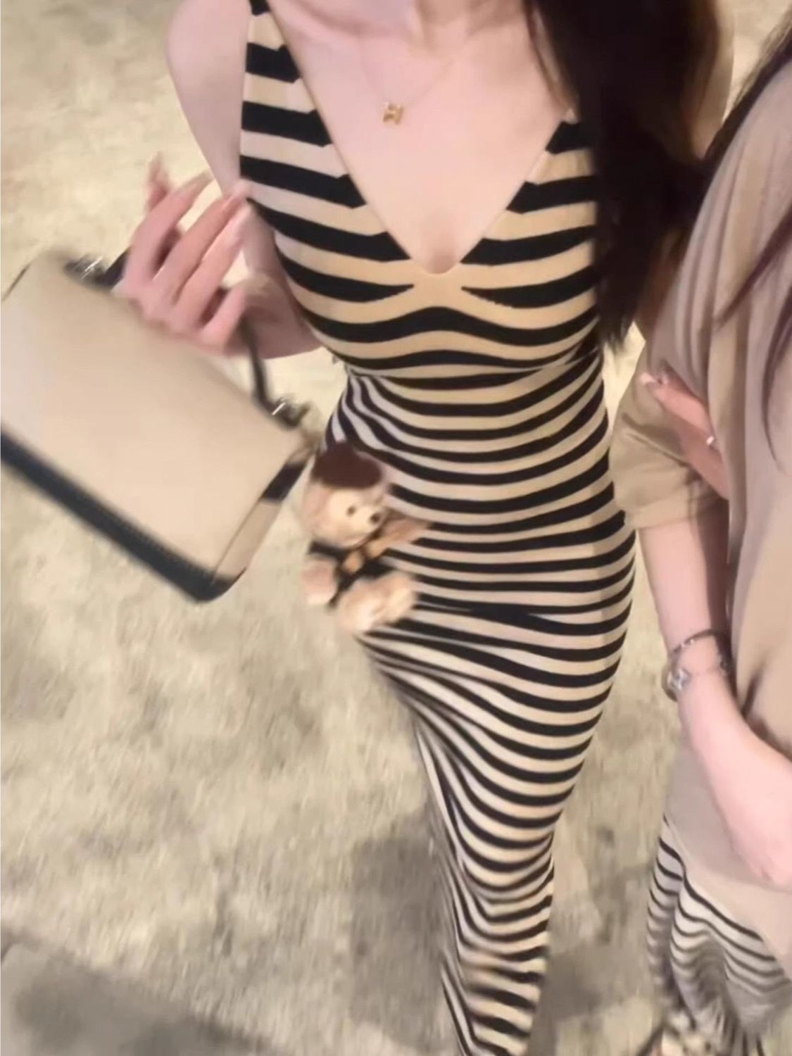 Wrap Dress Work - 여름 우아한 슬림핏 V넥 스트라이프 랩