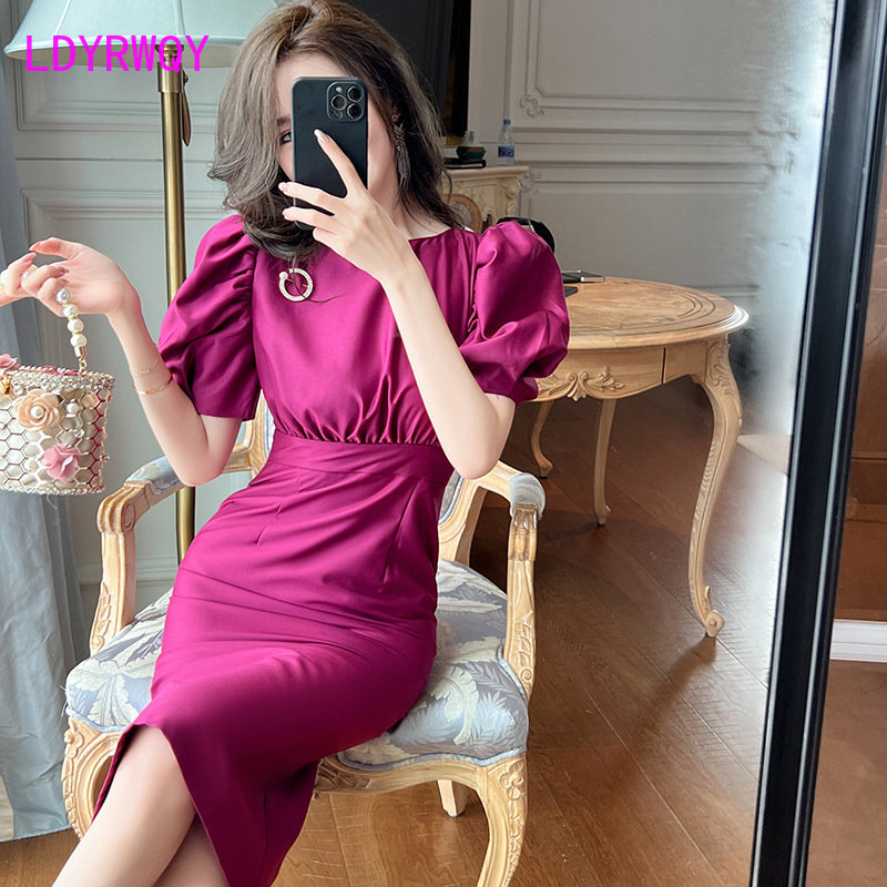 여성 버블 슬리브 랩 웨이스트 슬림 핏, 고귀한 보라색 - Wrap Dress Work 리뷰 및 가격