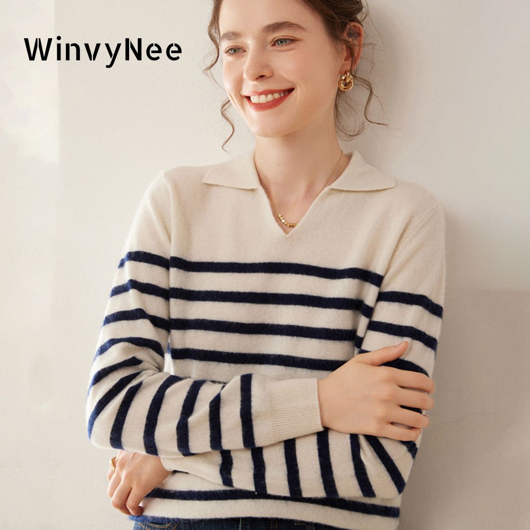 WinvyNee 여성용 캐시미어 울 스트라이프 스웨터  - Cashmere Sweater Formal 리뷰 및 가격