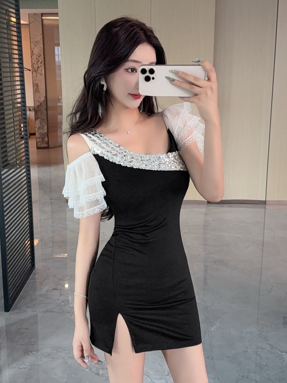 섹시한 레이스 스플라이스 숏 랩 어라운드 바텀 드레스  - Wrap Dress Work 리뷰 및 가격