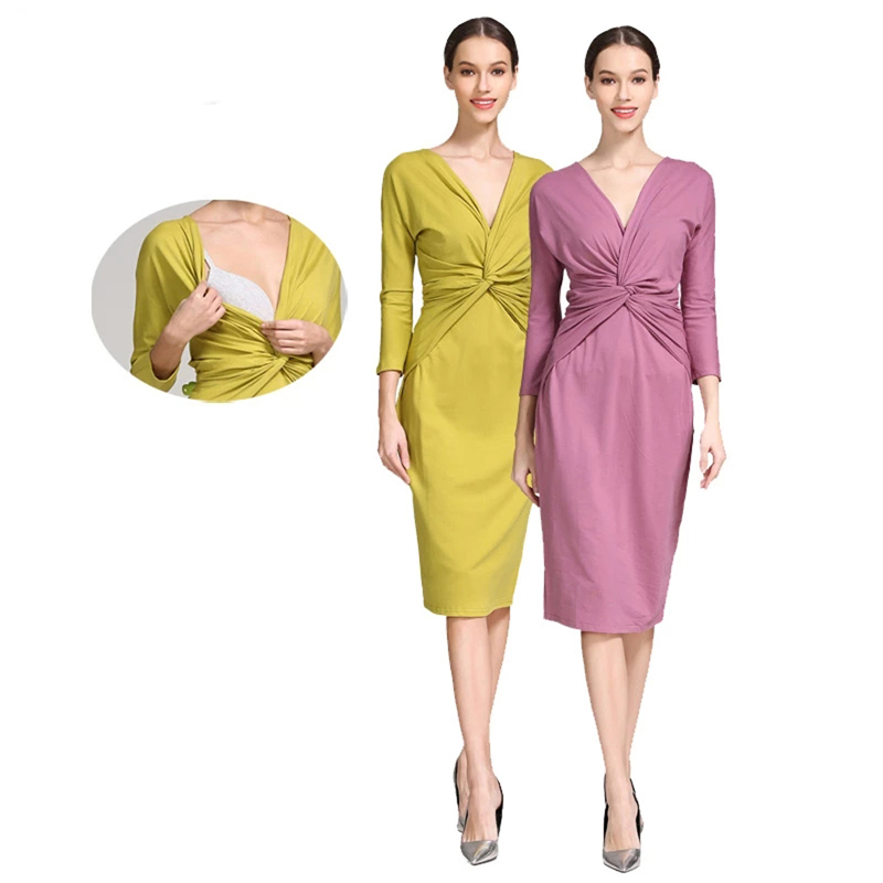 트위스트 프론트 랩 수유 임부복 V넥 7부 소매 리프트 - Wrap Dress Work 리뷰 및 가격