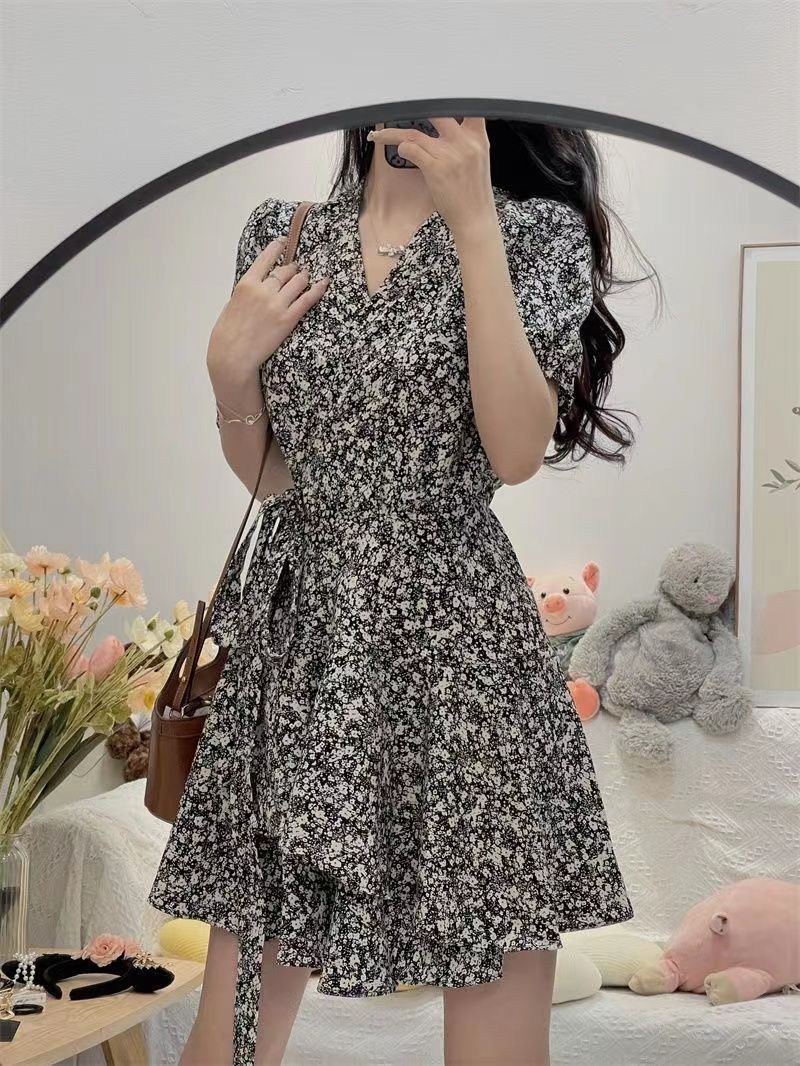 리틀 데이지 바디콘 여성용 드레스, 퍼프 슬리브, 빈티 - Wrap Dress Work 리뷰 및 가격