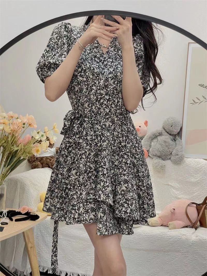 리틀 데이지 바디콘 여성용 드레스, 퍼프 슬리브, 빈티 - Wrap Dress Work 리뷰 및 가격