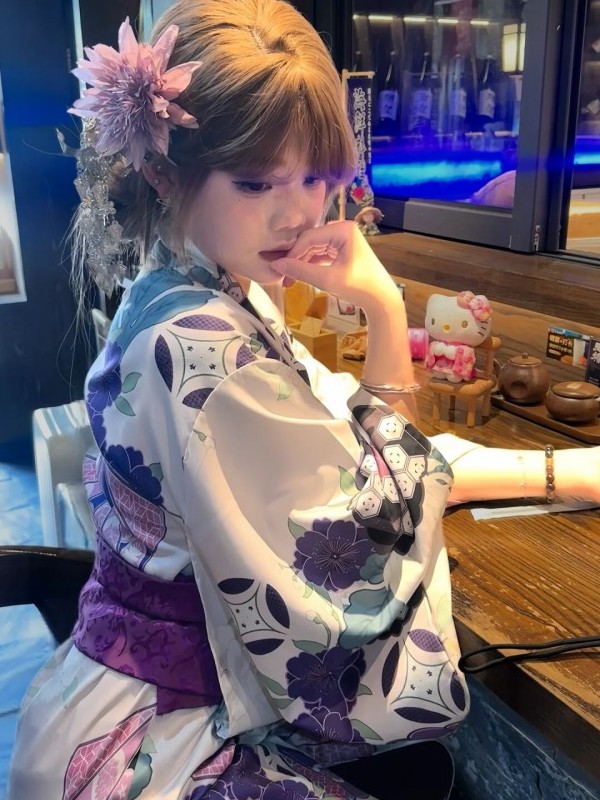 여성용 전통 보라색 기모노 목욕 가운, 사진 스튜디오, - Women'S Formal Traditional Wear 리뷰 및 가격