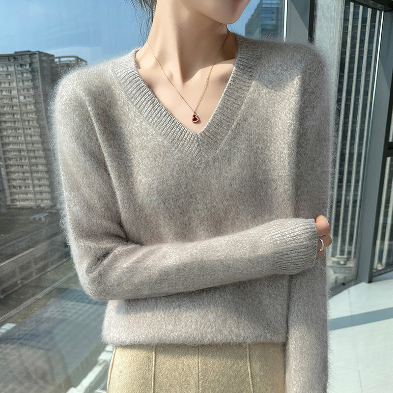 가을, 겨울 새로운 컬러 원사 V 넥 밍크 캐시미어 스 - Cashmere Sweater Formal 리뷰 및 가격